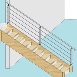 garde corps escalier inox sur limon installe